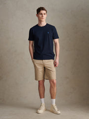 Mens Subtle Texture Double Horsemen T-Shirt Dark Sapphire Navy