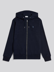 Mens Double Horsemen Interlock Zip Hoodie Dark Sapphire Navy