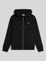 Mens Double Horsemen Interlock Zip Hoodie Black Bright White DHM