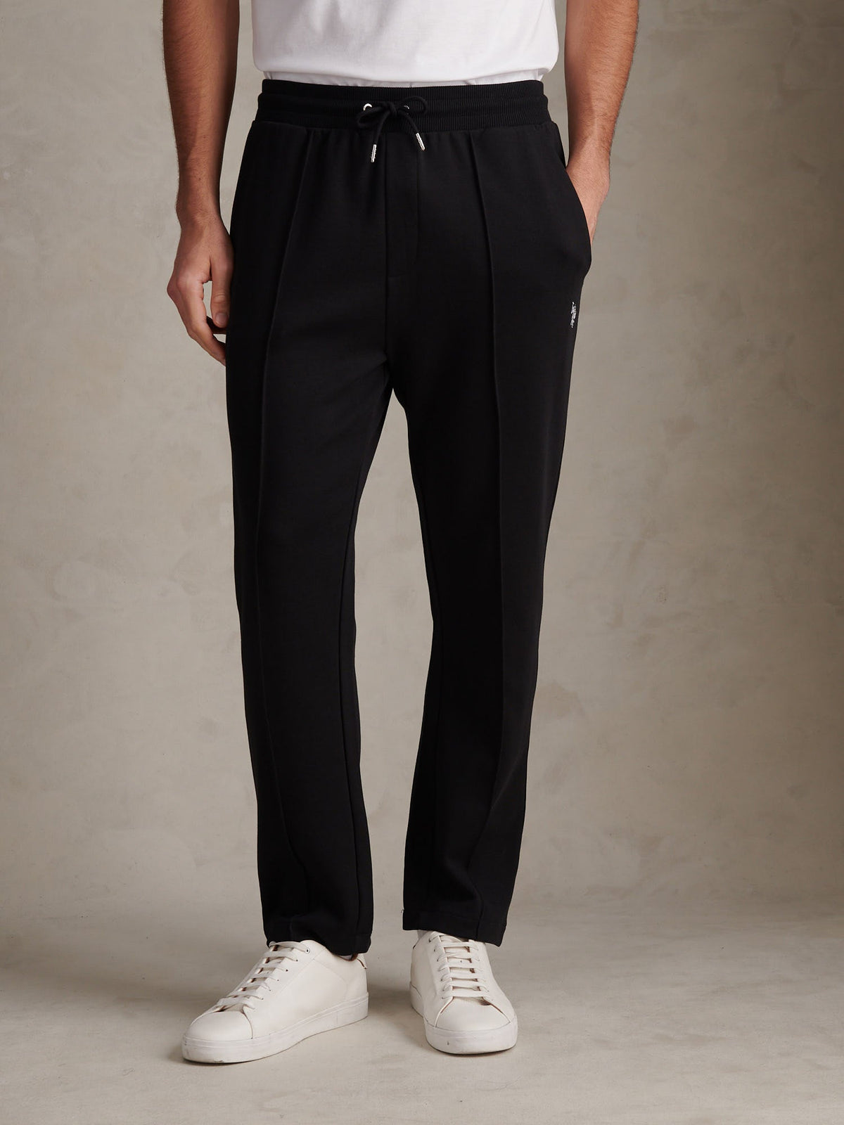Mens Interlock Pintuck Joggers Black Bright White DHM