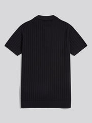 Mens Zip Knit Short Sleeve Polo Shirt Black
