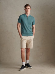 Mens Zip Knit Short Sleeve Polo Shirt Arctic