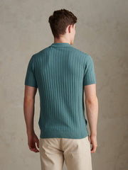 Mens Zip Knit Short Sleeve Polo Shirt Arctic