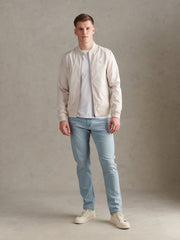 Mens Jersey Lined Smart Bomber Jacket Beige
