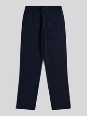 Mens Linen Blend Drawstring Trousers Dark Sapphire Navy / Haute Red DHM