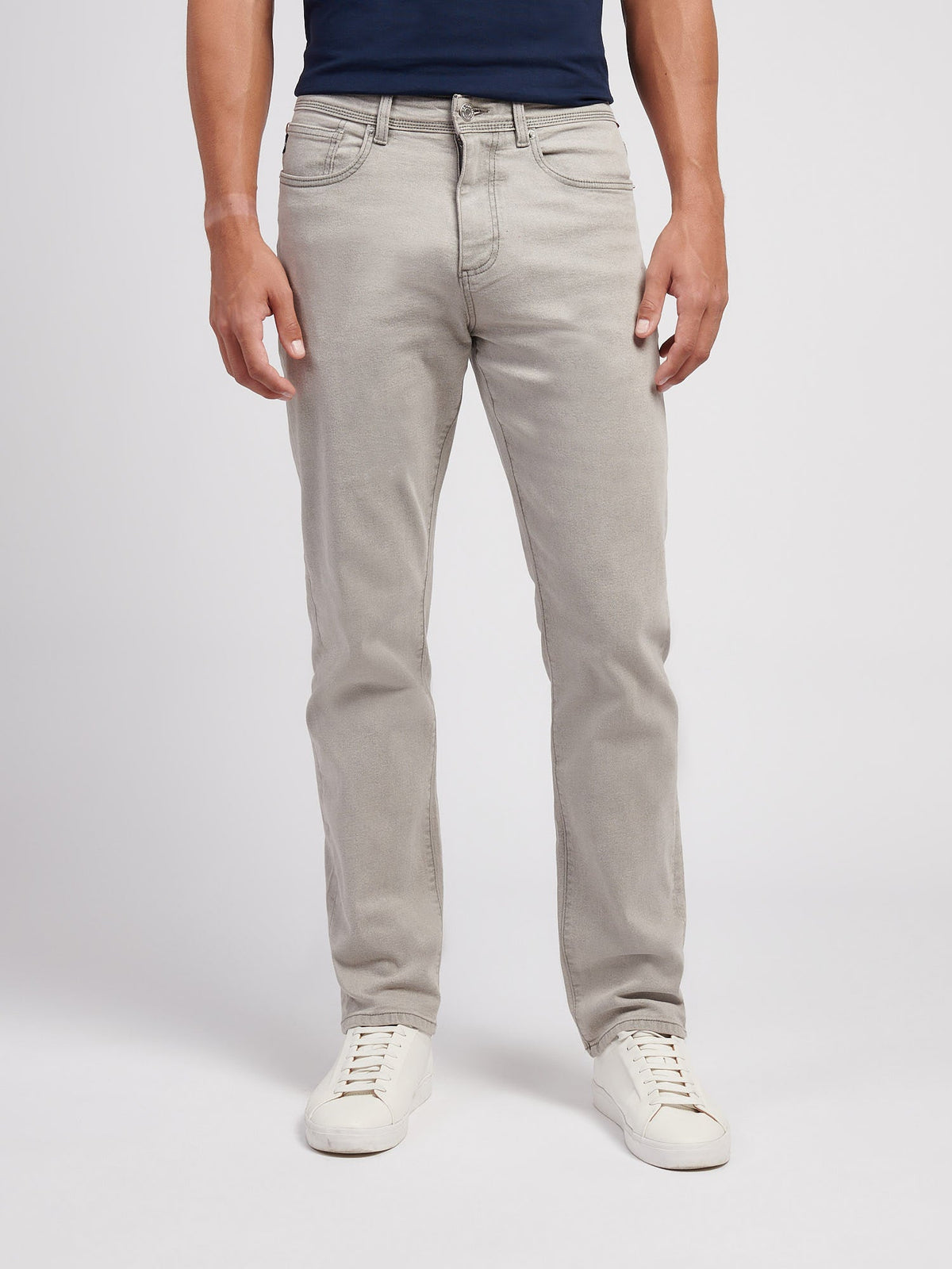 Mens Straight Fit Jean Dark Grey Stone Wash