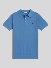 Mens Moss Stitch Knit Polo Shirt Riviera