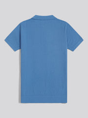 Mens Moss Stitch Knit Polo Shirt Riviera