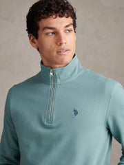 Mens Twill Textured 1/4 Zip Funnel Sweatshirt Arctic