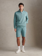 Mens Twill Textured 1/4 Zip Funnel Sweatshirt Arctic