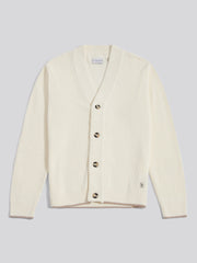 Mens Open Collar Knitted Cardigan Whisper White
