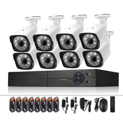 A8B3 / Kit 8CH 1080N Surveillance DVR System and 720P 1.0MP HD Weatherproof Bullet Camera, Support Infrared Night Vision & P2P & Phone Remote Monitor, A8B3 / Kit 8CH White