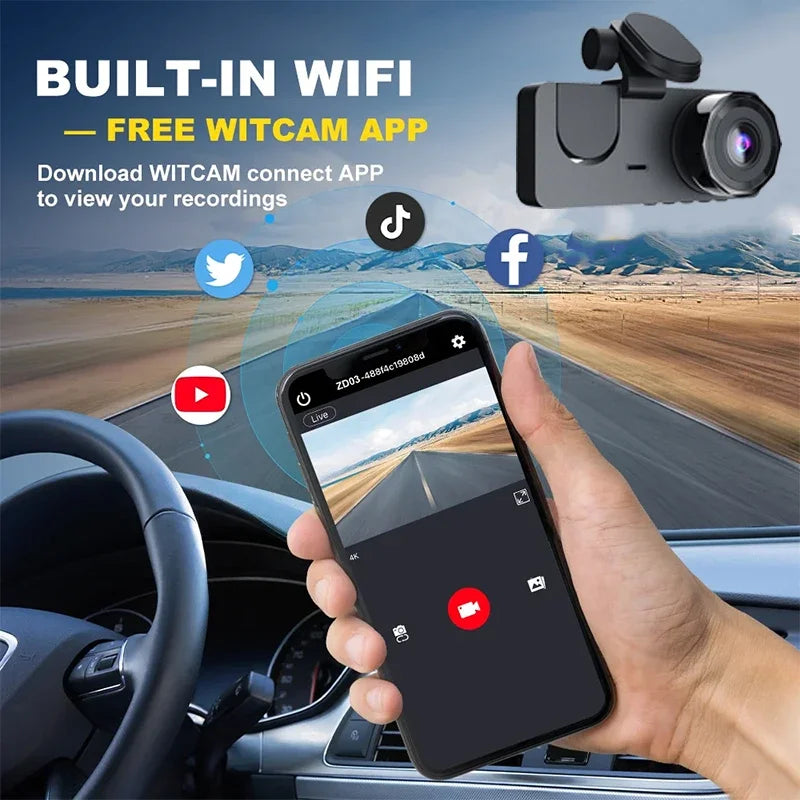 NEW 1080P HD WIFI 2/3Camera Dash Cam For Car Camera Video Recorder Car DVR Front Rear View Camera Night Vision Car Accessories