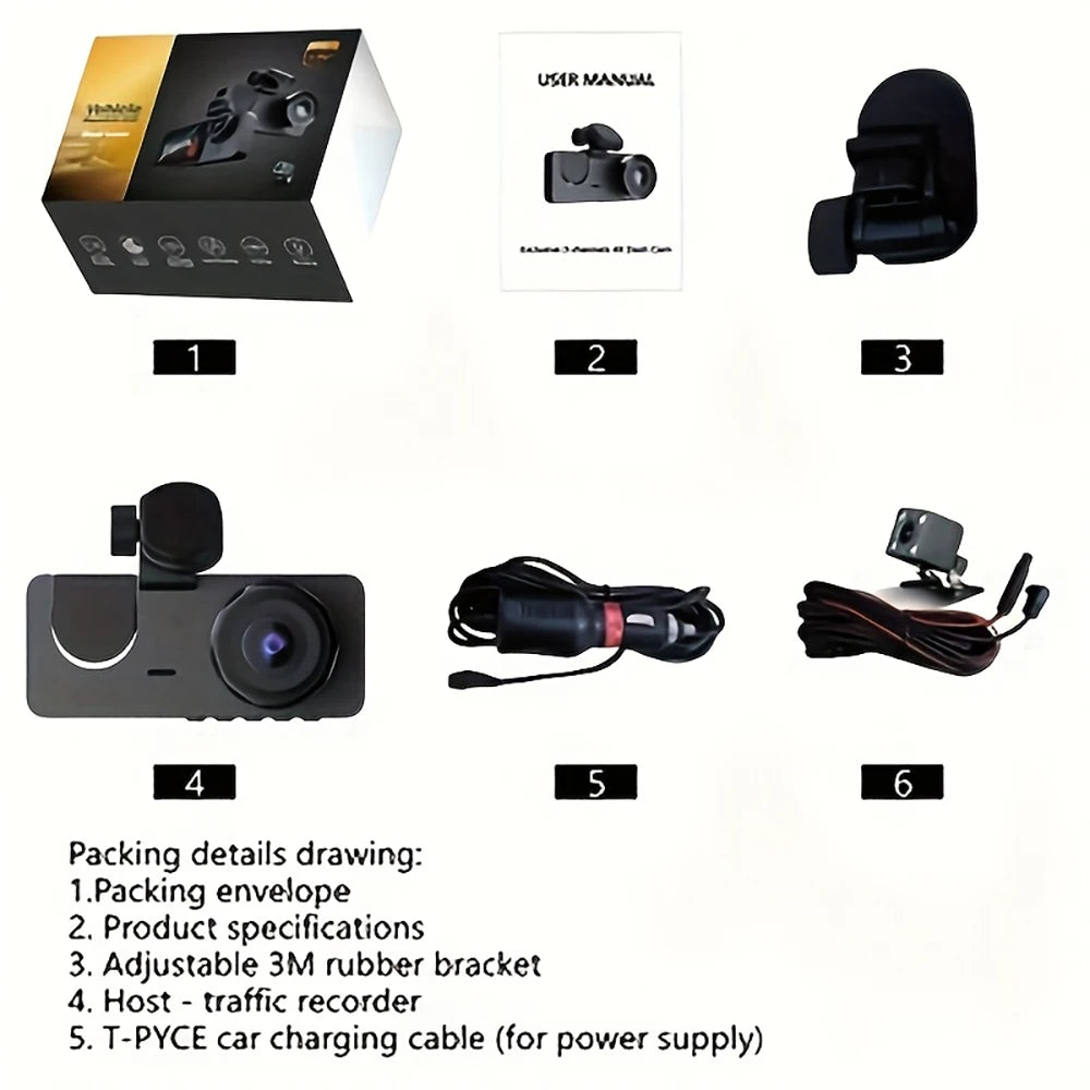 NEW 1080P HD WIFI 2/3Camera Dash Cam For Car Camera Video Recorder Car DVR Front Rear View Camera Night Vision Car Accessories