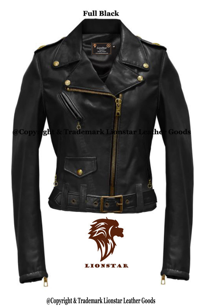 Women's Sheepskin Leather Biker Jacket | Premium | 6 Color Options | Modern Design