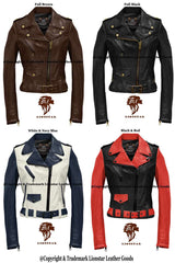 Women's Sheepskin Leather Biker Jacket | Premium | 6 Color Options | Modern Design