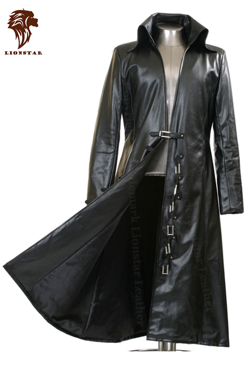 Unisex Long Leather Trench Coat | Premium Cowhide | 3/4 Length | Professional Style