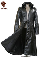 Unisex Long Leather Trench Coat | Premium Cowhide | 3/4 Length | Professional Style