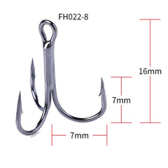 HENGJIA 20 PCS Classic Black High Carbon Steel Fishing Three-jaw Treble Hooks, 8# FH022