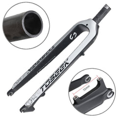 TOSEEK Ultra Light 26 Inch 385mm Mountain Bike Full Carbon Front Fork Straight Tube Disc Brake, 26 Inch 385mm