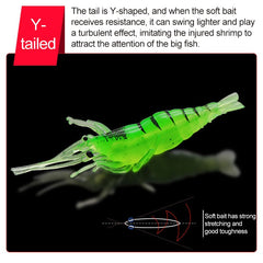 10 PCS 4cm Fishing Soft Artificial Shrimp Bait Lures Popper Poper Baits with Hook, Transparent Shrimp with Hook, Artificial Shrimp with Hook, Luminous Shrimp with Hook, Pink Shrimp with Hook, Green Shrimp with Hook