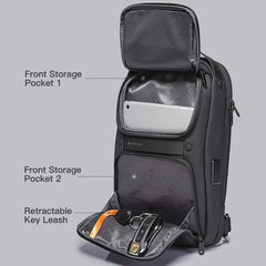 Bange BG-7258 Men Oxford Cloth Waterproof Crossbody Chest Bag with USB Port, Size: 35 x 21 x 12cm, 35 x 21 x 12cm(Black)