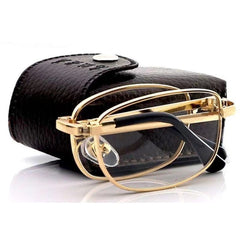 Folding Anti Blue-ray Presbyopic Reading Glasses with Case & Cleaning Cloth, +4.00D, +4.00D