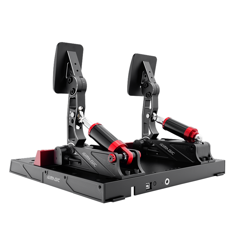 Simagic P1000-2 modular pedals set with load cell and hall sensor, fully adjustable racing pedals by Trak Racer UK.