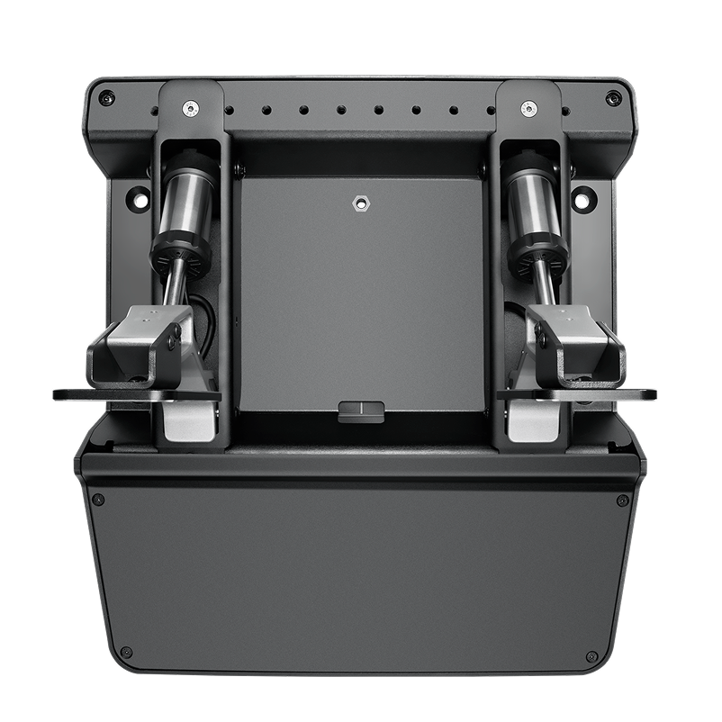 Simagic P500-2 dual-sensor load cell and hall brake racing pedals with adjustable throttle, designed for sim racing setups.