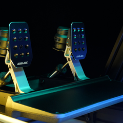 Simagic P500-2 dual-sensor load cell and hall effect brake pedals with adjustable throttle for racing simulators.