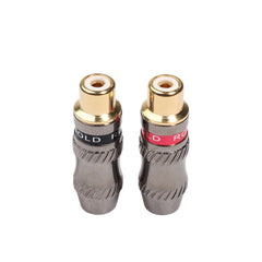 REXLIS TR026-1 2 PCS RCA Female Plug Audio Jack Gold Plated Adapter for DIY Audio Cable & Video cable, RCA Female