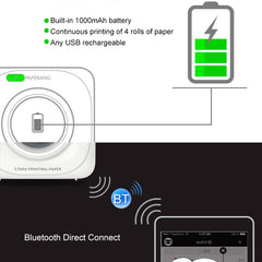 PAPERANG P1 Portable ABS Bluetooth 4.0 Printer Thermal Photo Phone Wireless Connection Printer, P1 White