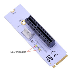 NGFF M.2 Key M to PCI-E 1X / 4X / 8X / 16X Graphics Card Mining Slot Adapter Riser Converter Card with LED & 4 Pin Power Cable, VER003 with 4 Pin Power Cable