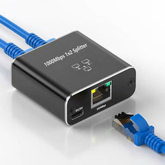 OZHW3 RJ45 1 to 2 Splitter Adapter Network 1000M LAN Ethernet Female Connector, OZHW3