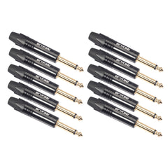 10 PCS TC202 6.35mm Gold-plated Mono Sound Welding Audio Adapter Plug