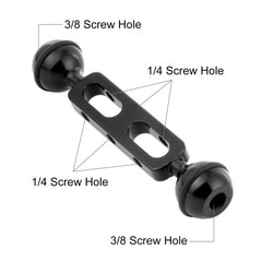 PULUZ 5.1 inch 13cm Aluminum Alloy Dual Balls Arm, Ball Diameter: 25mm, 5.1 inch (Black), 5.1 inch (Red)