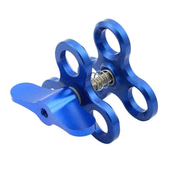 PULUZ Triple Ball Clamp Close Hole Diving Camera Bracket CNC Aluminum Spring Flashlight Clamp for Diving Underwater Photography System, Triple Ball Close Hole(Blue)