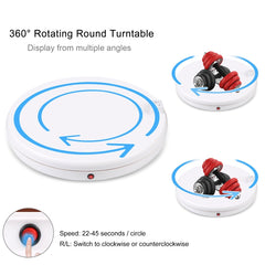 PULUZ 45cm Remote Control Adjusting Speed Rotating Turntable Display Stand with Power Socket, White, Load 100kg, 45cm Load 100kg White US Plug with Power Socket, 45cm Load 100kg White UK Plug with Power Socket                                           ...