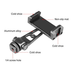 PULUZ Z-axis 360 Rotation Cold Shoes Aluminum Alloy Phone Clamp Holder Bracket, Z-axis Phone Clamp