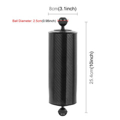 PULUZ 10.0 inch 25.4cm Length 80mm Diameter Dual Balls Carbon Fiber Floating Arm, Ball Diameter: 25mm, Buoyancy: 800g, 10 inch 800g Buoyancy