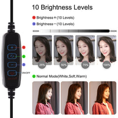 PULUZ Round Base Desktop Holder + 4.7 inch 12cm 3 Modes USB Dimmable LED Ring Vlogging Video Light, Adjustable Height: 15.5cm-25.5cm, Desktop Mount+4.7 inch