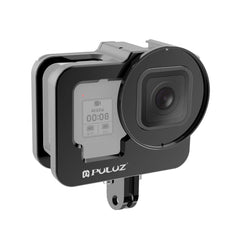 PULUZ for GoPro HERO13 Black /12 Black /11 Black /10 Black /9 Black Thicken Housing Shell CNC Aluminum Alloy Protective Cage with Insurance Frame & 52mm UV Lens, For GoPro HERO9 Black Thicken