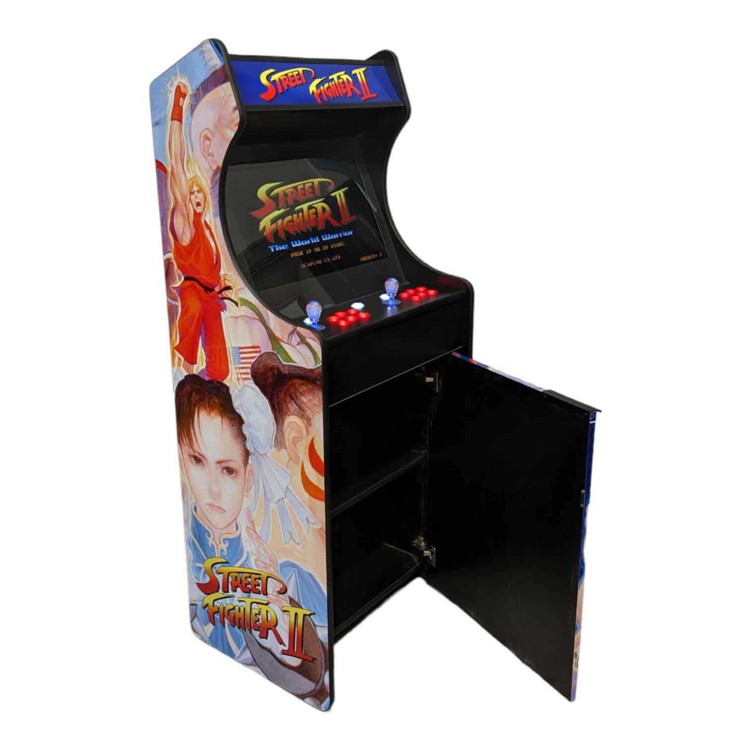 Deluxe 24-inch Street Fighter-themed arcade gaming monitor by Roll Model Arcade, showcasing vibrant arcade visuals.