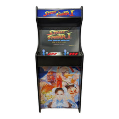 Deluxe 24 Home Edition Street Fighter arcade game by Roll Model Arcade showing the colorful arcade cabinet design and controls.