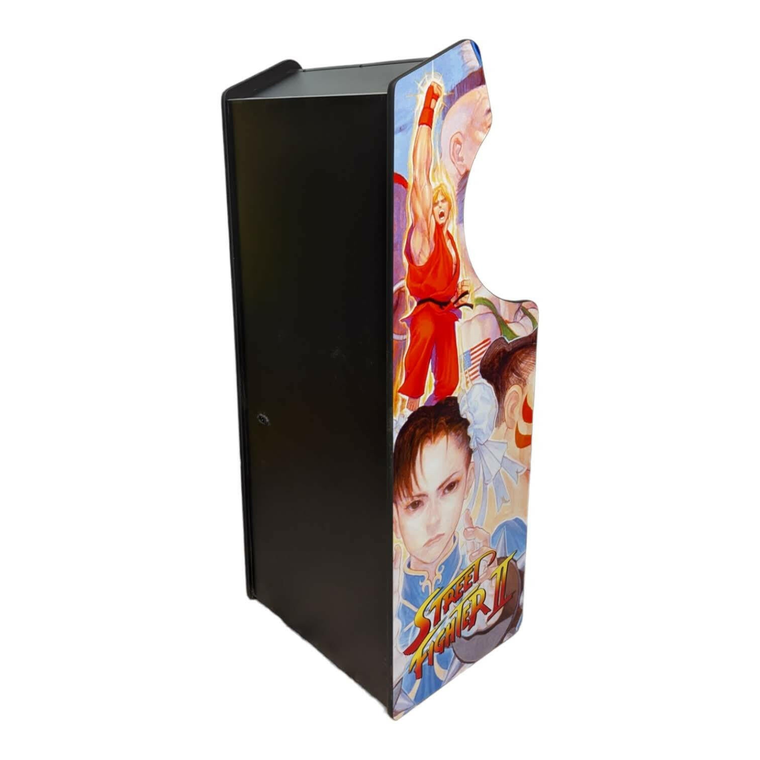 Deluxe 24-inch home arcade game with Street Fighter theme by Roll Model Arcade, featuring colorful game cabinet and control panel.