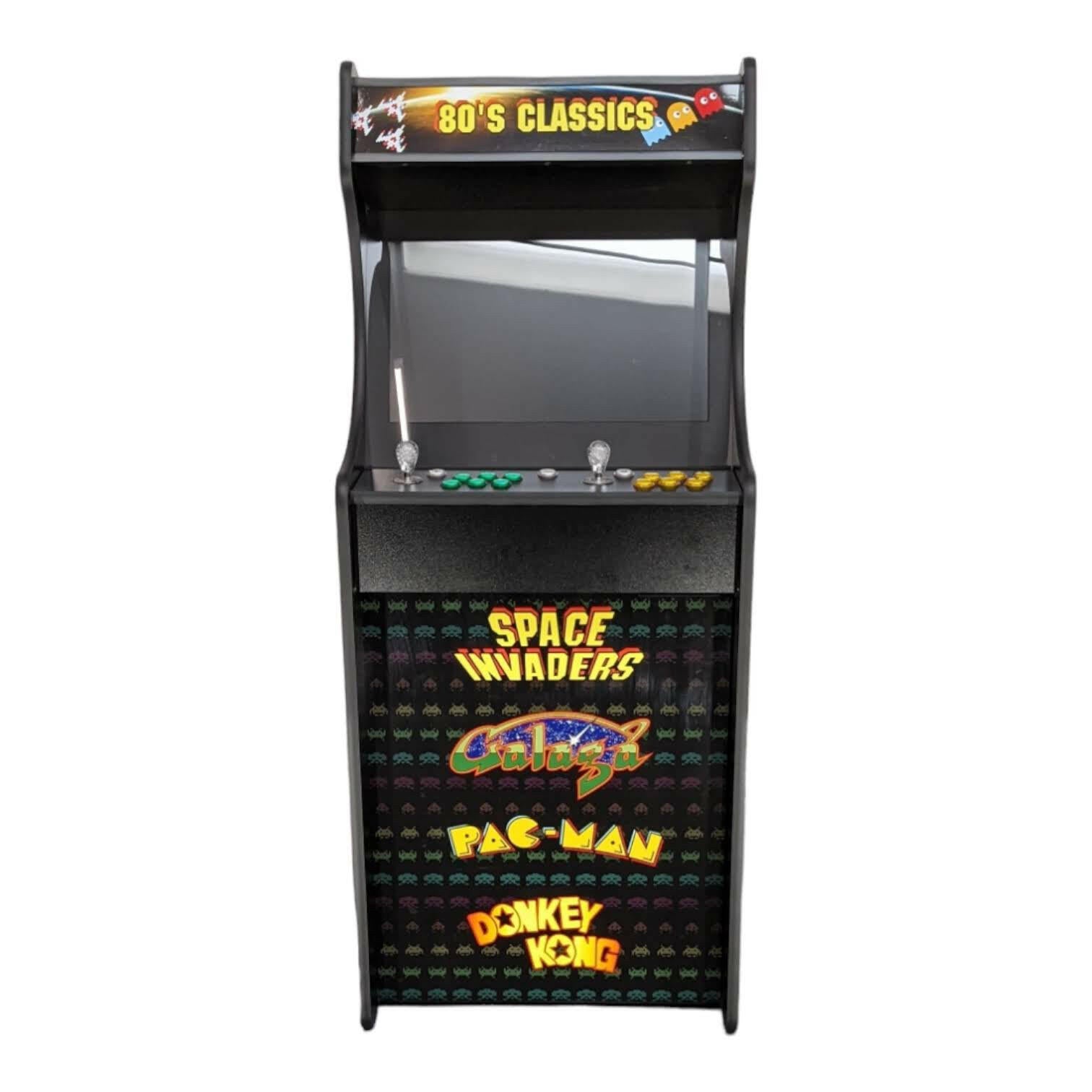 Deluxe 24 Home Edition arcade game by Roll Model Arcade with an 80s retro theme, featuring colorful arcade controls and vintage design.