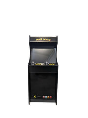 Pacman Dark Theme game on Deluxe 24 Home Edition arcade console by Roll Model Arcade, featuring colorful Pacman graphics.