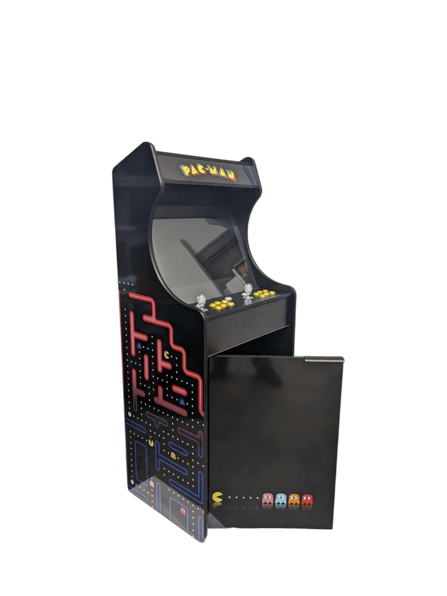 Deluxe 24 Home Edition Pacman Dark Theme arcade game cabinet by Roll Model Arcade with classic Pacman graphics.