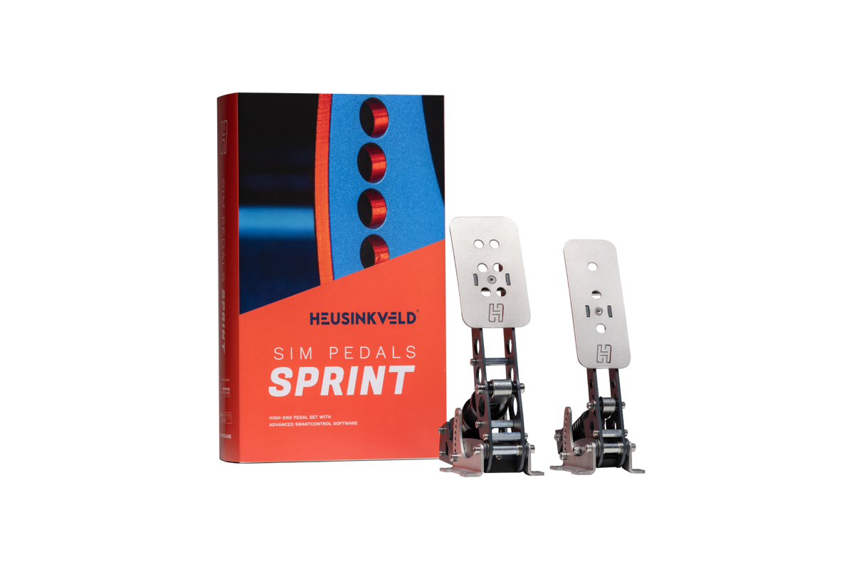 Heusinkveld Sprint 2-Pedal Set by Trak Racer UK in black featuring professional sim racing brake and throttle pedals with load cell precision.