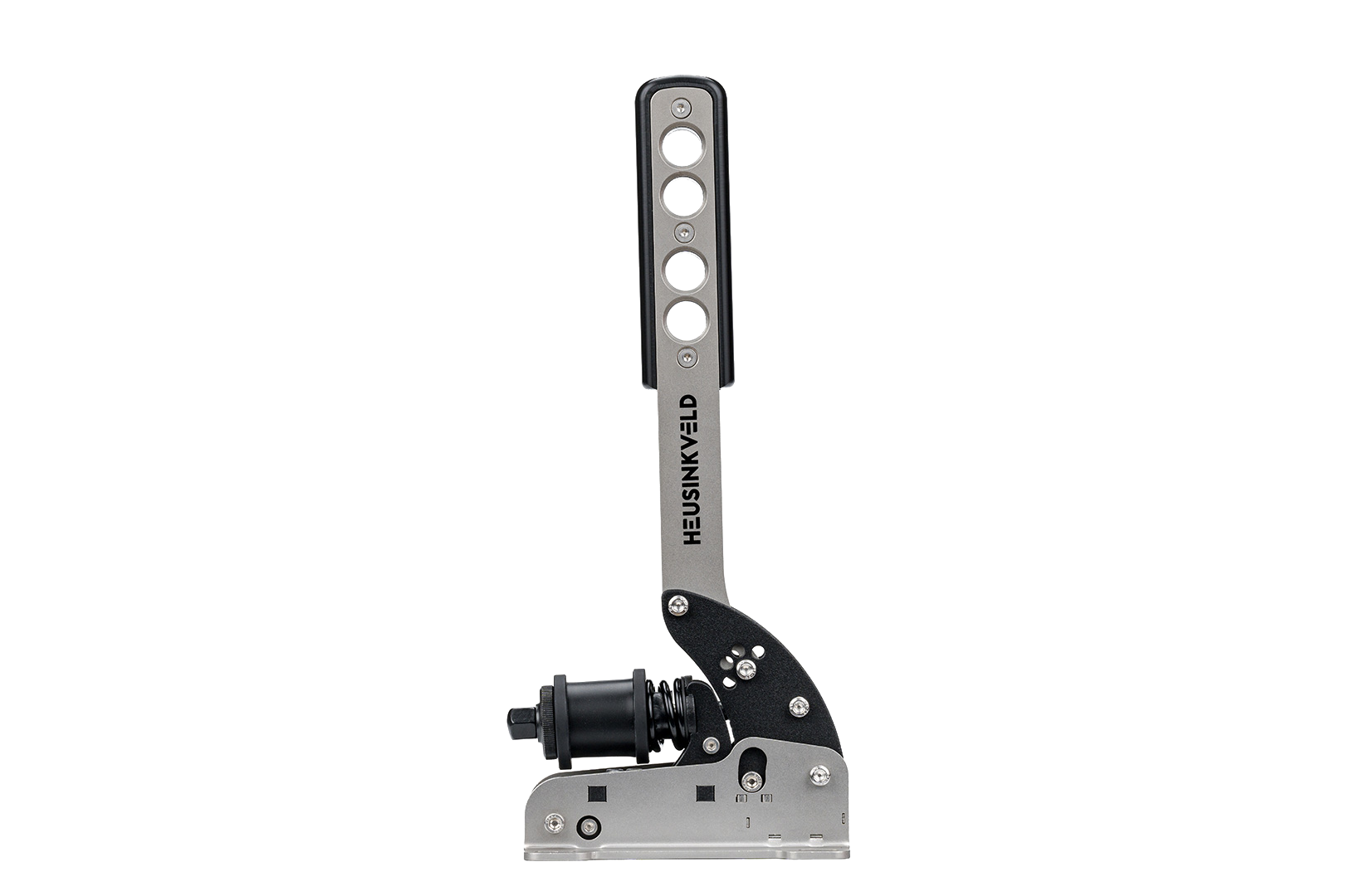 Heusinkveld Black Handbrake and Shifter from Trak Racer UK showing the ergonomic handle and mounting base.